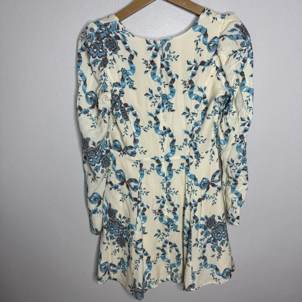 Sunday Best Womens Babydoll Dress Square Neck Long Sleeve Floral Multicolor - Picture 10 of 13